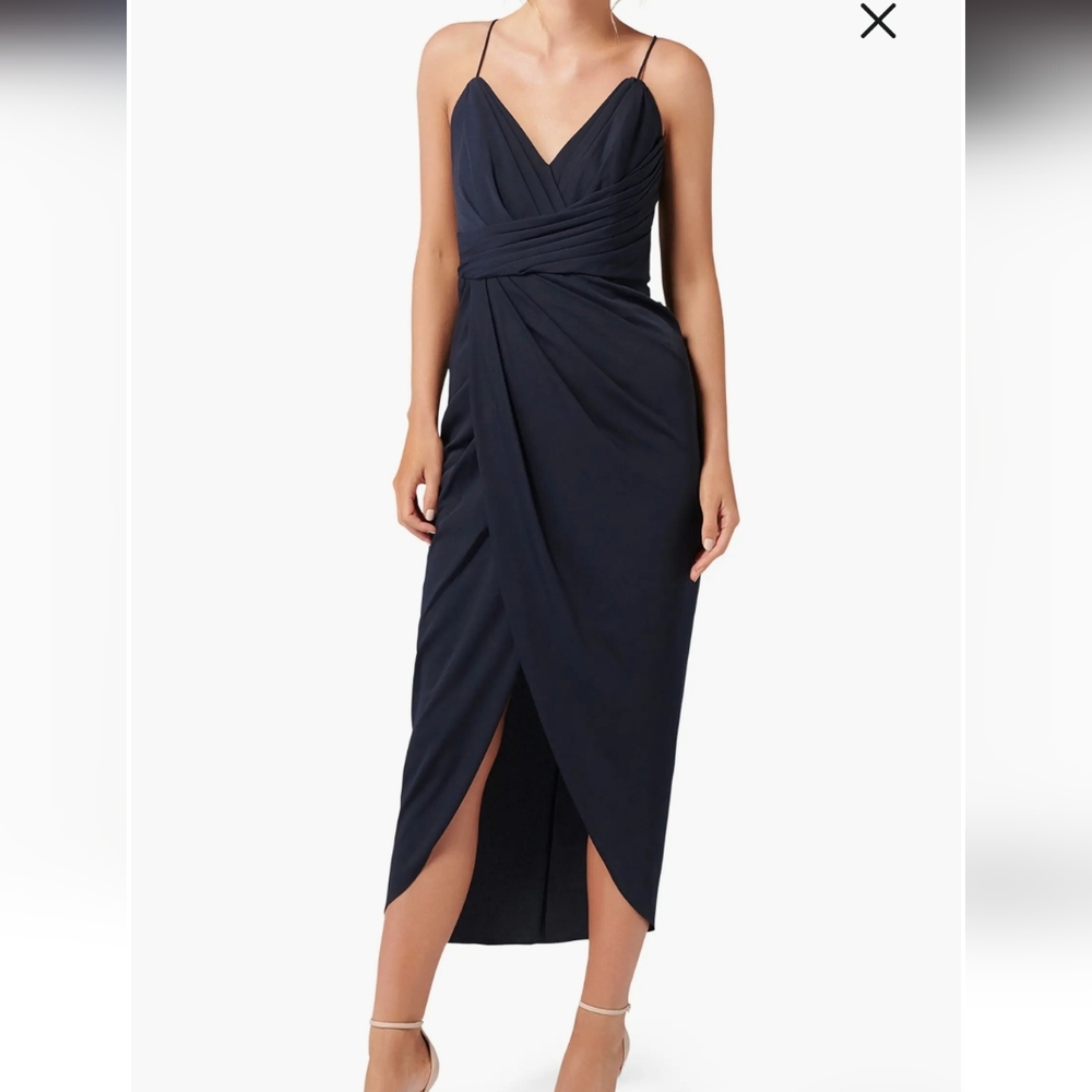 Ever New Midnight Blue Drape Midi Dress
